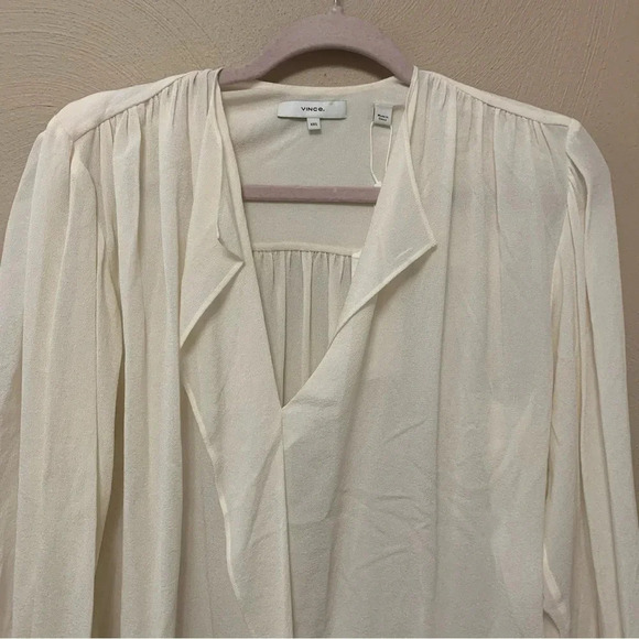Vince. Shirred Silk Popover Blouse - Picture 3 of 12